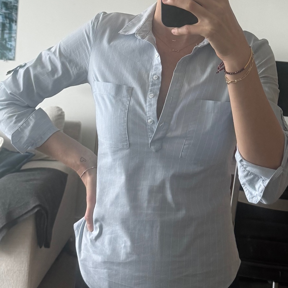 Women's button down shirt, size small, light blue